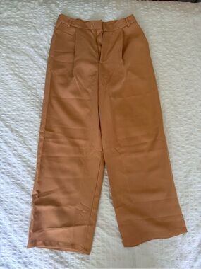 Womens Wide-Leg Tan Dress Pants